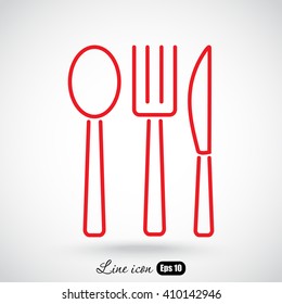Line icon- fork, knife, spoon
