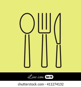 Line icon- fork, knife, spoon