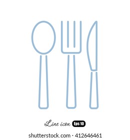 Line icon- fork, knife, spoon