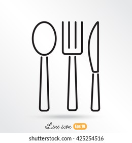 Line icon- fork, knife, spoon