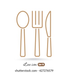 Line icon- fork, knife, spoon