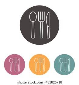 Line icon- fork, knife, spoon