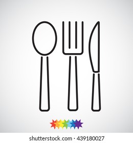Line icon- fork, knife, spoon