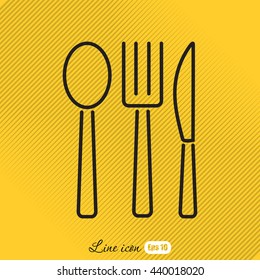 Line icon- fork, knife, spoon