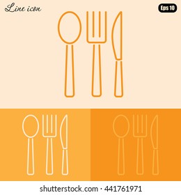 Line icon- fork, knife, spoon