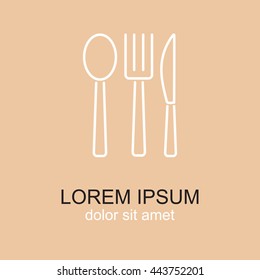 Line icon- fork, knife, spoon
