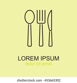 Line icon- fork, knife, spoon