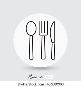 Line icon- fork, knife, spoon