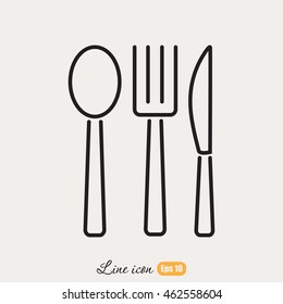 Line icon- fork, knife, spoon