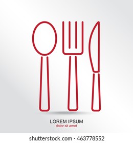 Line icon- fork, knife, spoon