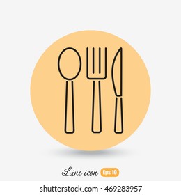 Line icon- fork, knife, spoon