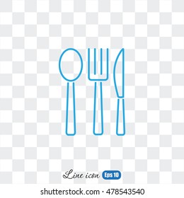 Line icon- fork, knife, spoon