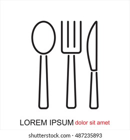 Line icon- fork, knife, spoon