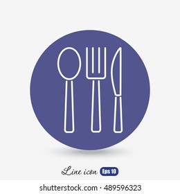 Line icon- fork, knife, spoon