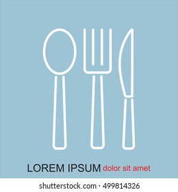 Line icon- fork, knife, spoon