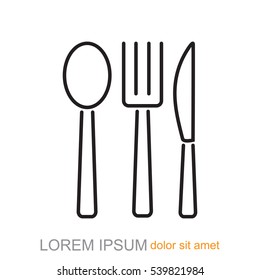 Line icon- fork, knife, spoon