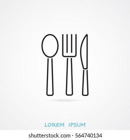 Line icon- fork, knife, spoon