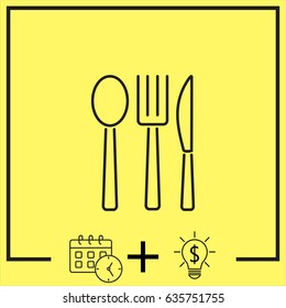 Line icon- fork, knife, spoon