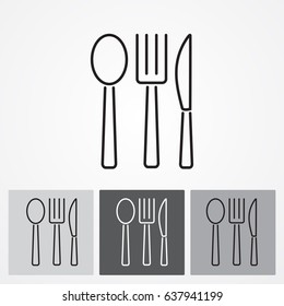 Line icon- fork, knife, spoon