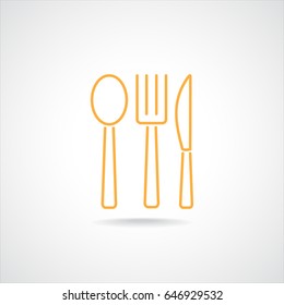 Line icon- fork, knife, spoon