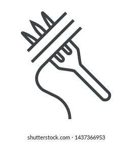 Line icon fork with spaghetti. Simple vector illustration with ability to change.