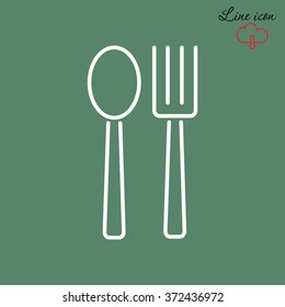 Line icon- fork and spoon