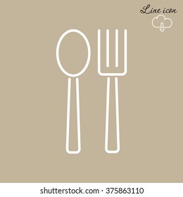 Line icon-  fork and spoon