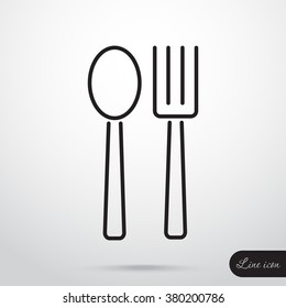 Line icon- fork and spoon