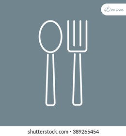 Line icon- 
fork and spoon