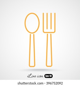 Line icon- 
fork and spoon