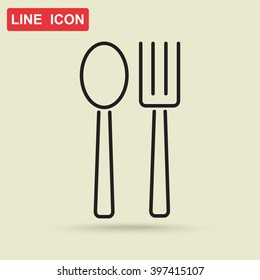 Line icon- fork and spoon