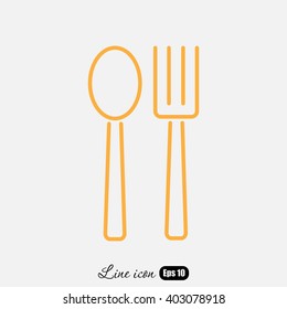 Line icon- fork and spoon