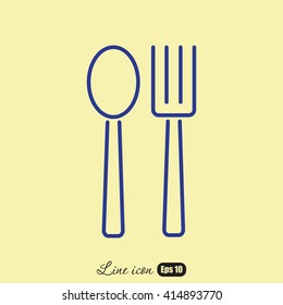 Line icon- 
fork and spoon