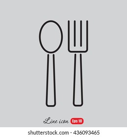Line icon- fork and spoon