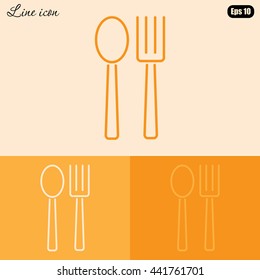 Line icon- fork and spoon