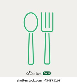 Line icon- 
fork and spoon