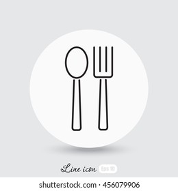 Line icon- 
fork and spoon