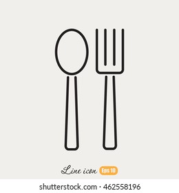 Line icon- 
fork and spoon