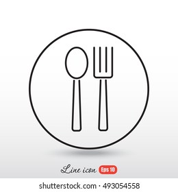 Line icon- 
fork and spoon