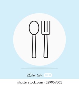 Line icon- 
fork and spoon