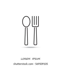 Line icon- 
fork and spoon