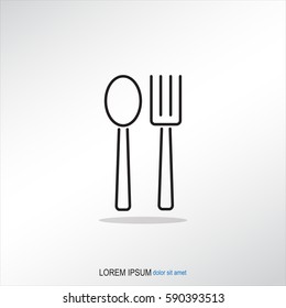 Line icon- fork and spoon