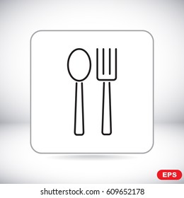 Line icon- 
fork and spoon