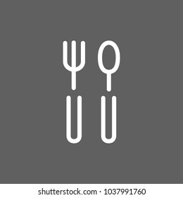 Line icon of fork and spoon. Canteen, cafe, restaurant. Eating concept. Can be used for web pictograms, design and application icons