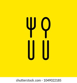 Line icon of fork and spoon. Canteen, cafe, restaurant. Eating concept. Can be used for web pictograms, design and application icons