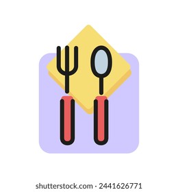 Line icon of fork and spoon. Canteen, cafe, restaurant. Eating concept. Can be used for web pictograms, design and application icons