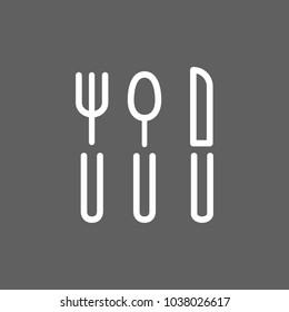 Line icon of fork, spoon and knife. Flatware, silverware, dinner. Kitchenware concept. Can be used for topics like meal, food outlet, restaurant