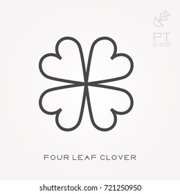 Line icon four leaf clover