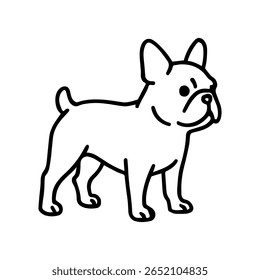 ícone de linha Francês Bulldog vetor cão sobre fundo branco
Ícone de vetor da raça do cão no fundo branco