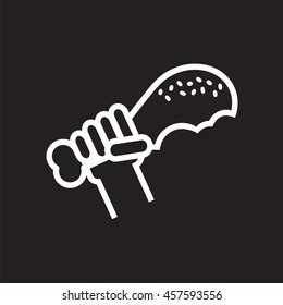 Line Icon Fried Drumstick In Hand Vector Illustration
